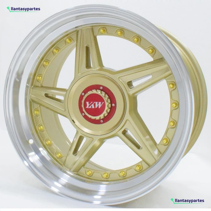 Velante Wheels Rin 7663 Dorado con pestaña diamantada y remaches dorados