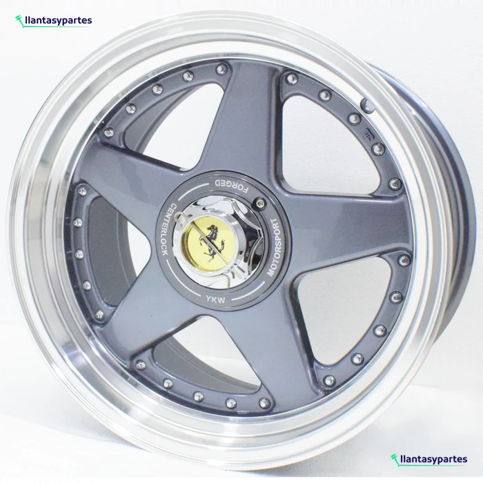 Velante Wheels Rin YKW7666R Gris oscuro con pestaña plateada pulida