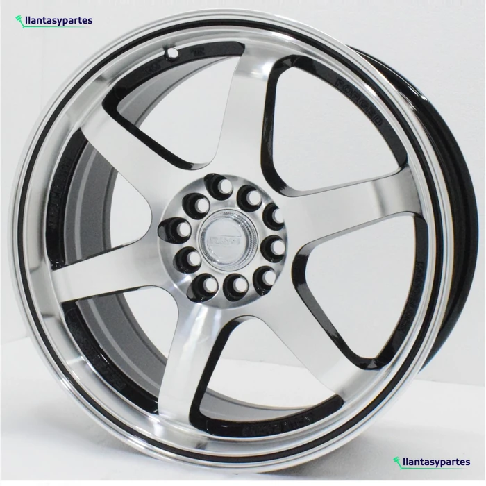 Velante Wheels Rin 604 Negro con cara diamantada y pestaña plateada con línea negra