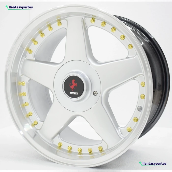 Velante Wheels Rin 1885B Plateado con pestaña diamantada y remaches dorados
