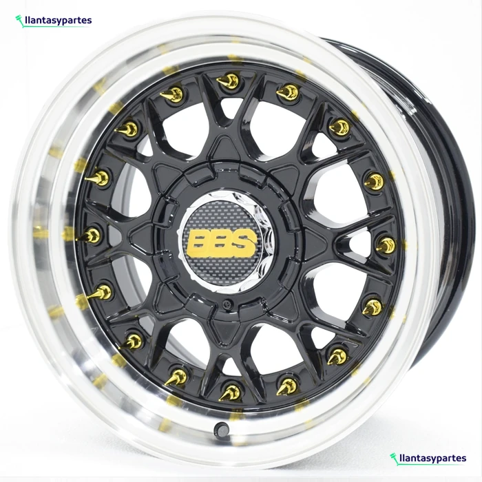 Velante Wheels Rin 1286 Negro con pestaña diamantada y remaches dorados